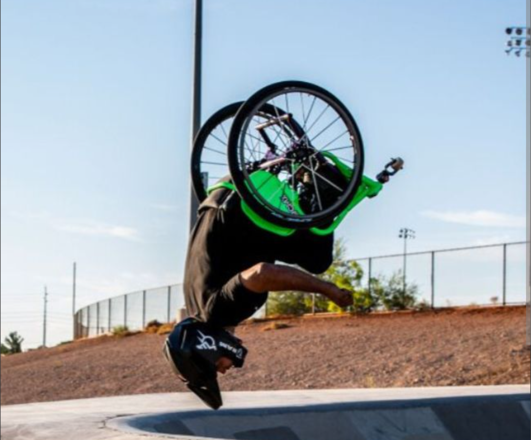 Aaron Wheelz Fotheringham mid air wheelchair trick